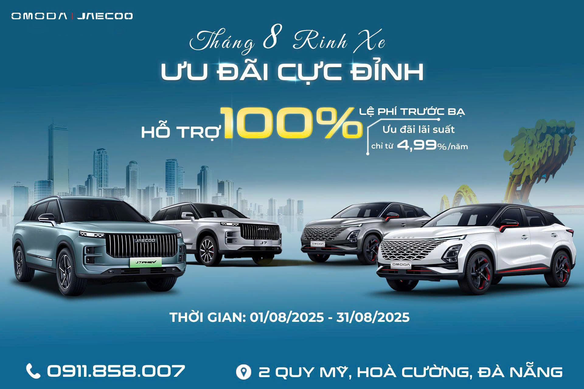 Omoda C5 & Jaecoo J7: Ưu đãi tài chính hấp dẫn tháng 8 với lãi suất chỉ từ 4.99%